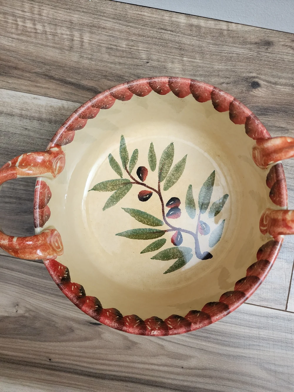 Vintage Firenze Italica Ars Italian Pottery Handled Serving Bowl